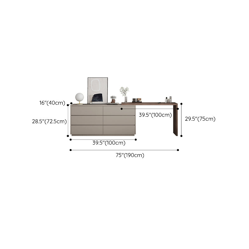 Modern Brown Solid Wood Bedroom Standing With Drawer Make-up Vanity