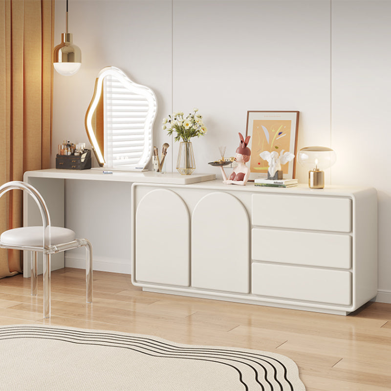 Contemporary White With Drawer Bedroom Lighted Mirror Dressing Table