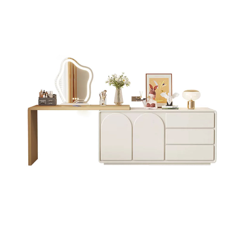 Contemporary White With Drawer Bedroom Lighted Mirror Dressing Table