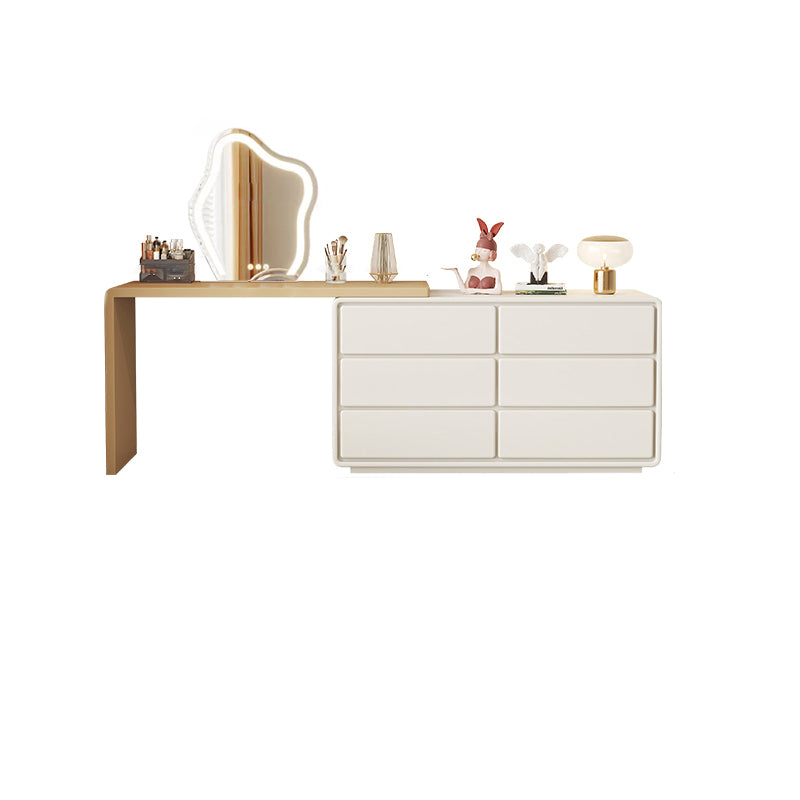 Contemporary White With Drawer Bedroom Lighted Mirror Dressing Table