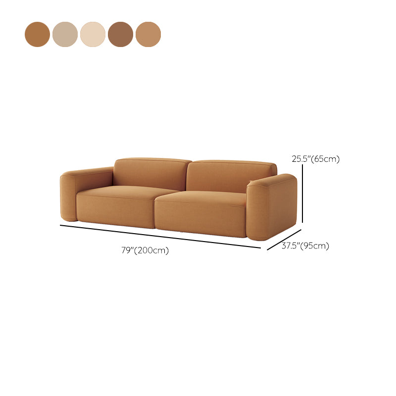 Contemporary Stationary Faux Leather Sofa Living Room Square Arm Tight Back Sofa