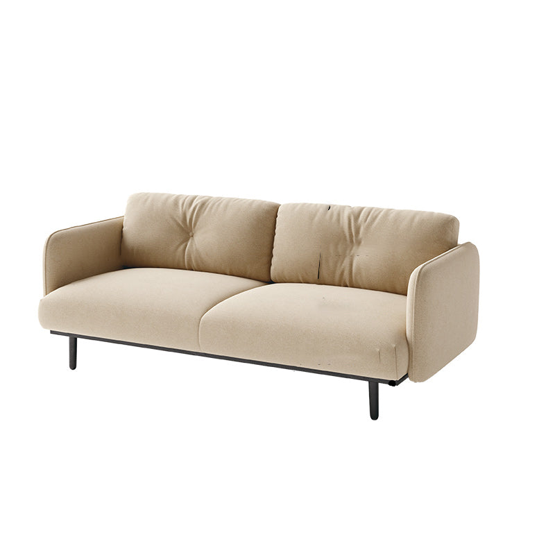 Faux Leather Standard Sofa Square Arm Sofa withTufted Back in Solid Wood