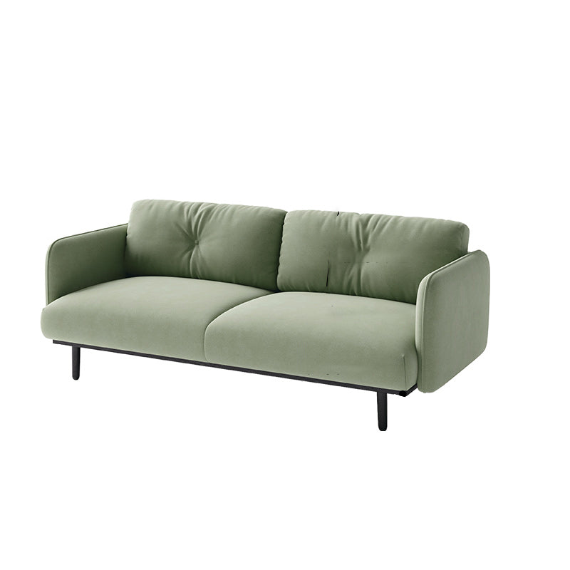 Faux Leather Standard Sofa Square Arm Sofa withTufted Back in Solid Wood