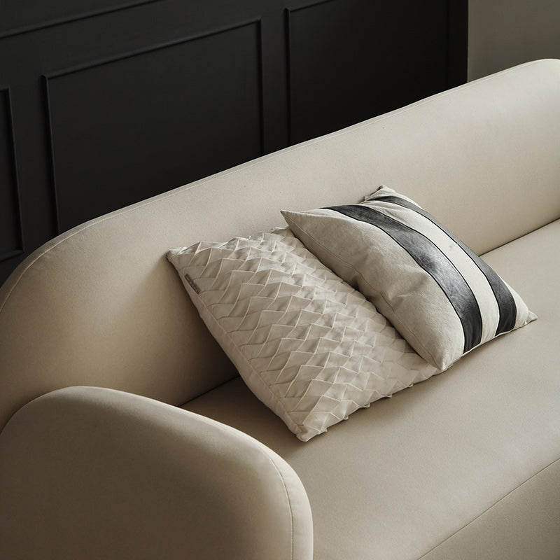 Contemporary Recessed Arm Sofa Tight Back for Living Room in Beige