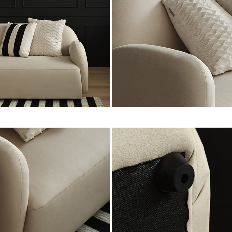 Contemporary Recessed Arm Sofa Tight Back for Living Room in Beige
