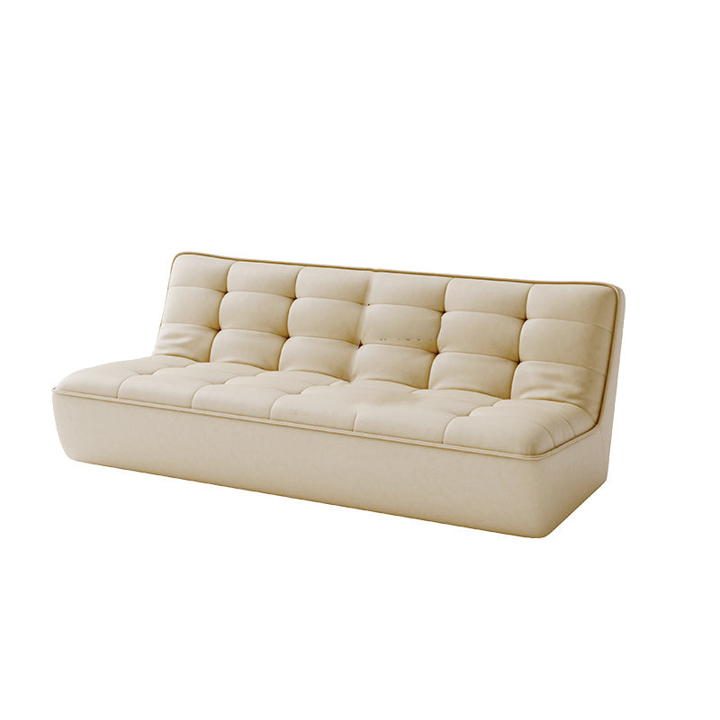 Armless Faux Leather Sofa Mid Century Modern Tufted Back Sofa