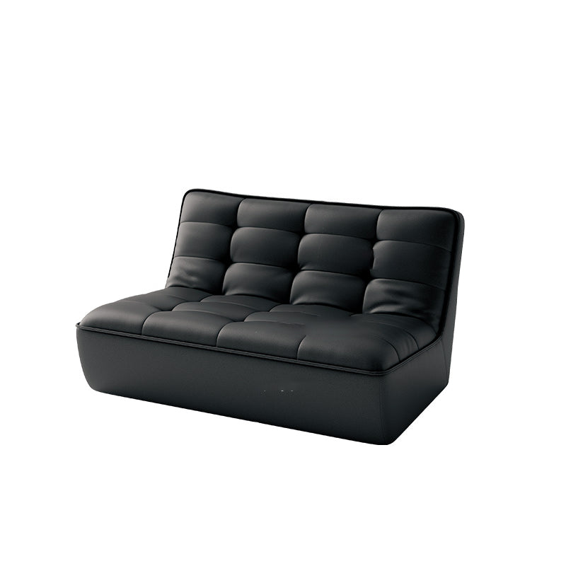 Armless Faux Leather Sofa Mid Century Modern Tufted Back Sofa