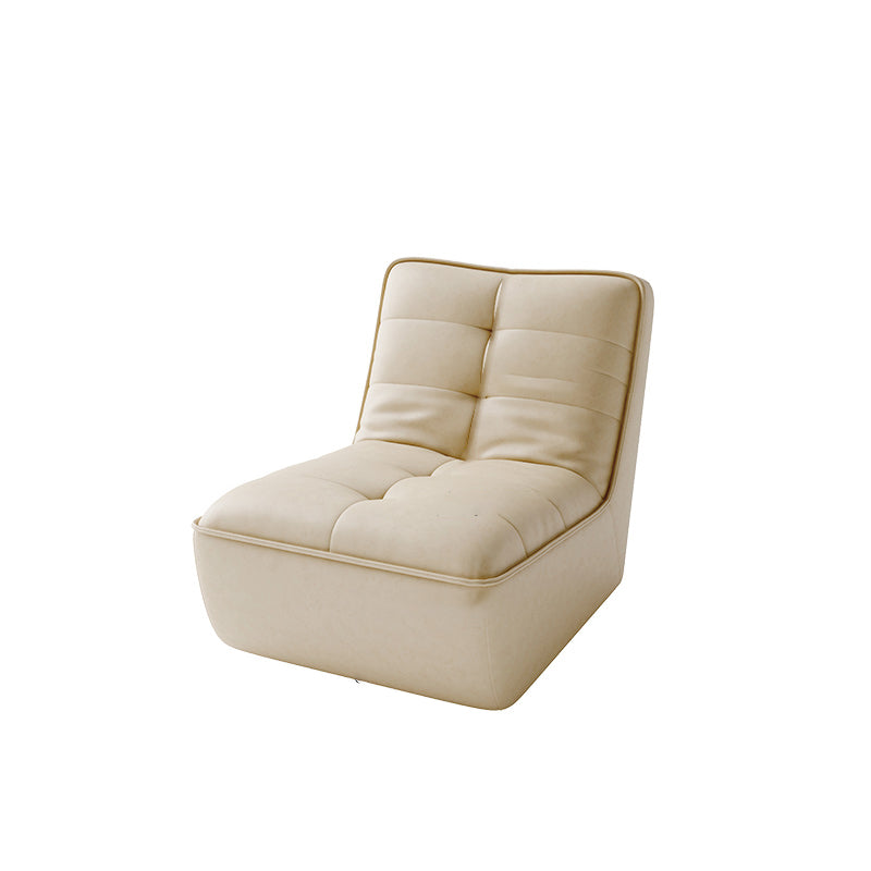 Armless Faux Leather Sofa Mid Century Modern Tufted Back Sofa