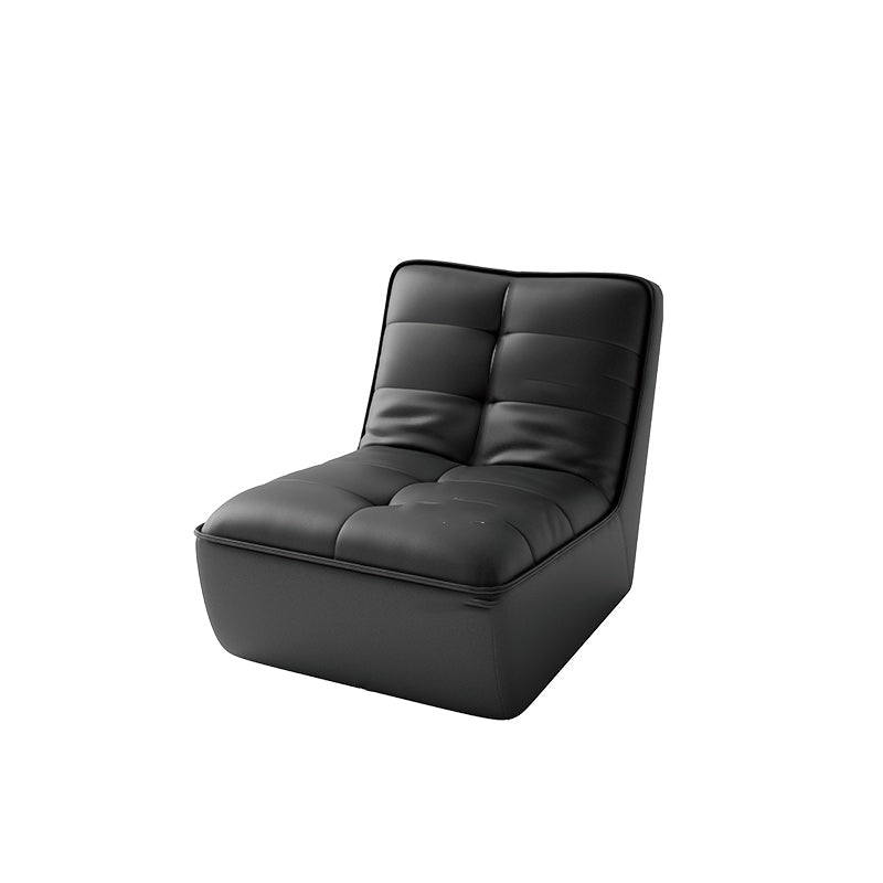Armless Faux Leather Sofa Mid Century Modern Tufted Back Sofa