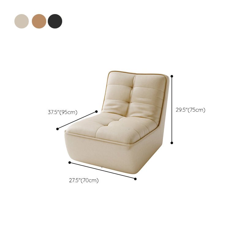 Armless Faux Leather Sofa Mid Century Modern Tufted Back Sofa