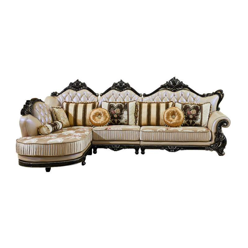 Traditional Slipcovered Cushions Sectionals & Chaise Tufted Rolled Arm Sectional Sofa