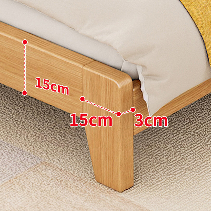 Panel Standard Bed in Natural Solid Wood Bed with Rectangular Headboard