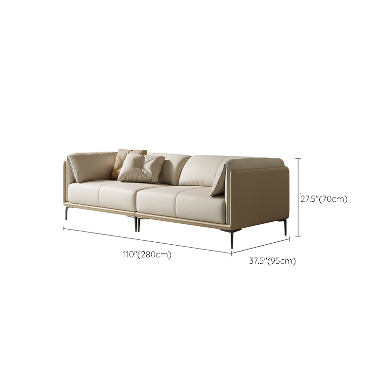 Scandinavian Settee White Living Room Pillow Top Arm Cushions Standard Sofa