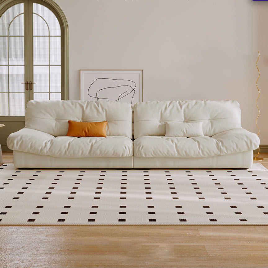 Scandinavian Seating White Tufted Fabric Armless Living Room Standard Settee