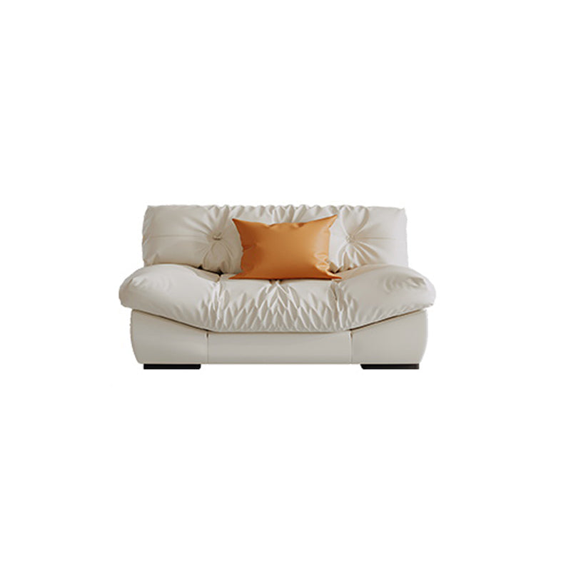 Scandinavian Seating White Tufted Fabric Armless Living Room Standard Settee