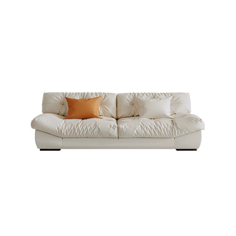 Scandinavian Seating White Tufted Fabric Armless Living Room Standard Settee