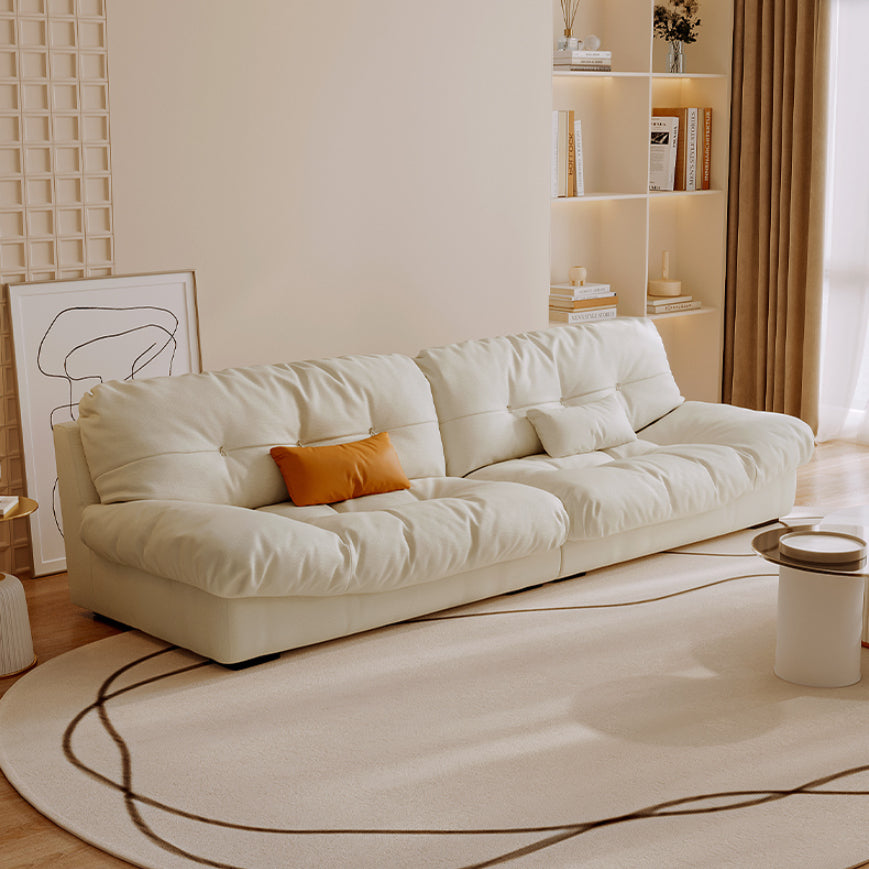 Scandinavian Seating White Tufted Fabric Armless Living Room Standard Settee