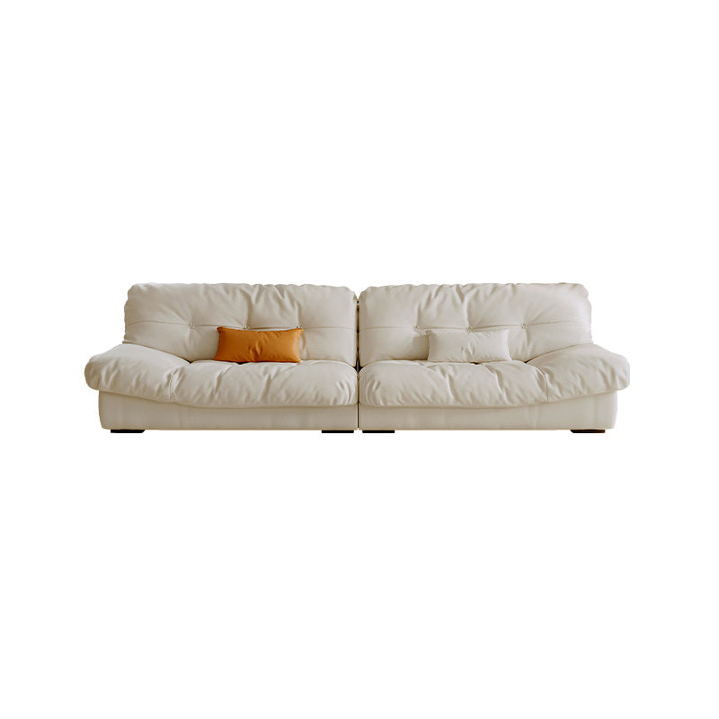 Scandinavian Seating White Tufted Fabric Armless Living Room Standard Settee
