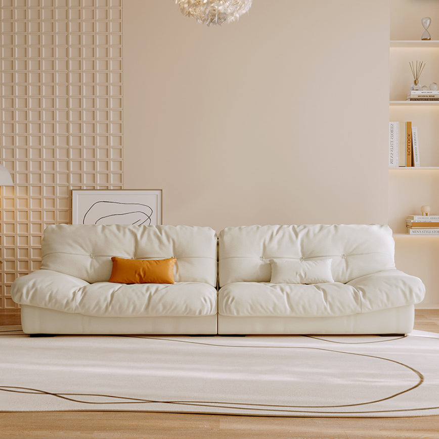 Scandinavian Seating White Tufted Fabric Armless Living Room Standard Settee