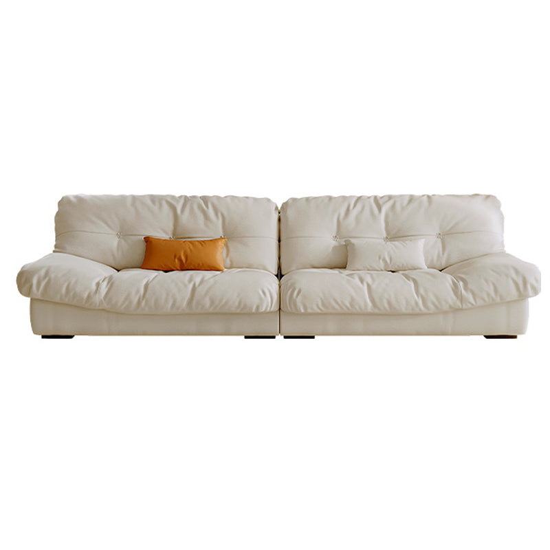Scandinavian Seating White Tufted Fabric Armless Living Room Standard Settee