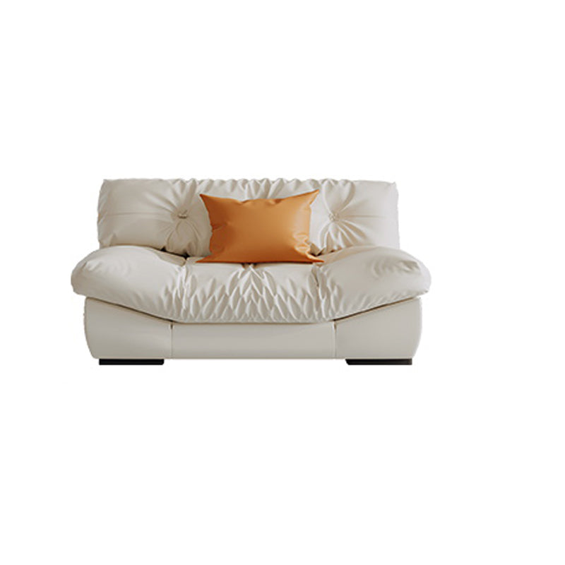 Scandinavian Seating White Tufted Fabric Armless Living Room Standard Settee