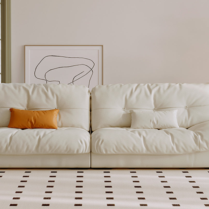 Scandinavian Seating White Tufted Fabric Armless Living Room Standard Settee