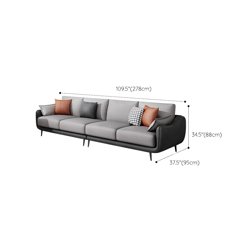 Scandinavian Sofa Faux Leather Gray Pillows Living Room Standard Seating