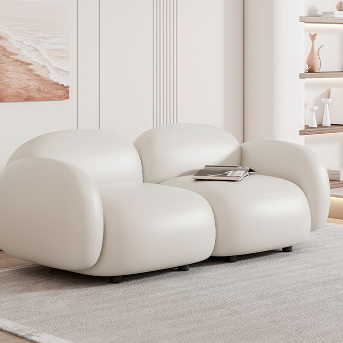 Glam Seating Square Arm White Cushions Standard Living Room Settee