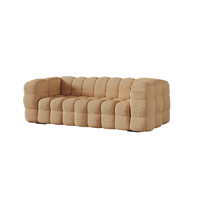 Scandinavian Sofa Beige Living Room Tuxedo Arm Standard Tufted Settee