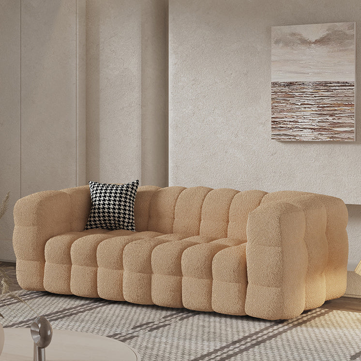 Scandinavian Sofa Beige Living Room Tuxedo Arm Standard Tufted Settee