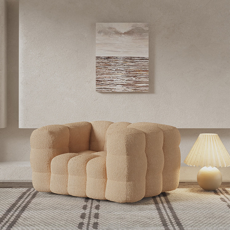 Scandinavian Sofa Beige Living Room Tuxedo Arm Standard Tufted Settee