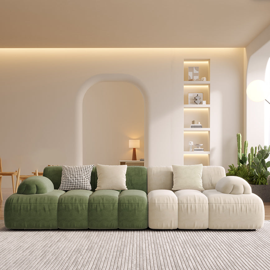 Scandinavian Seating Faux Leather Green Tufted Recessed Arm Living Room