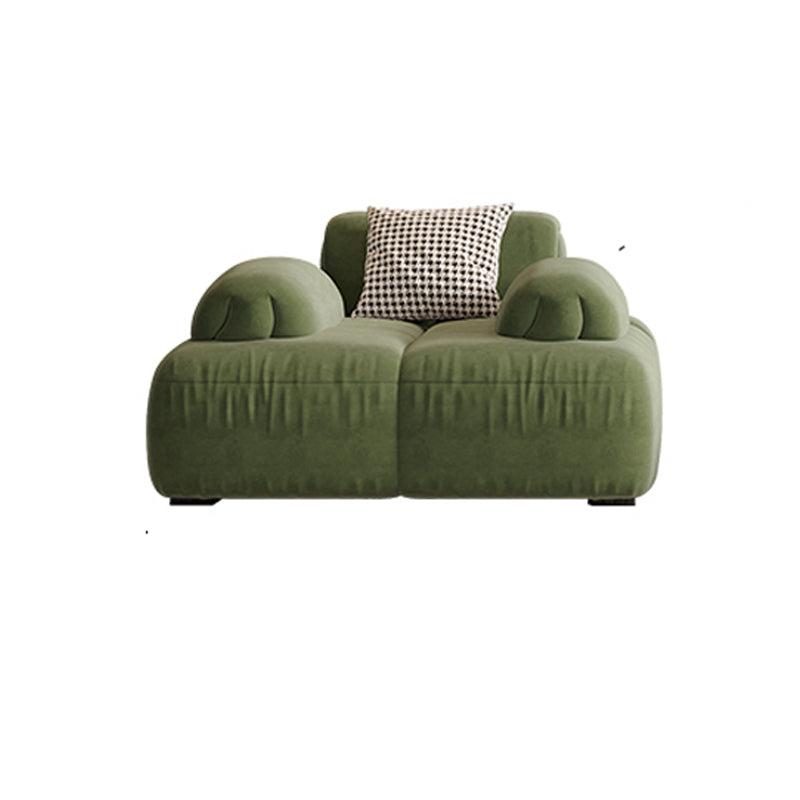 Scandinavian Seating Faux Leather Green Tufted Recessed Arm Living Room