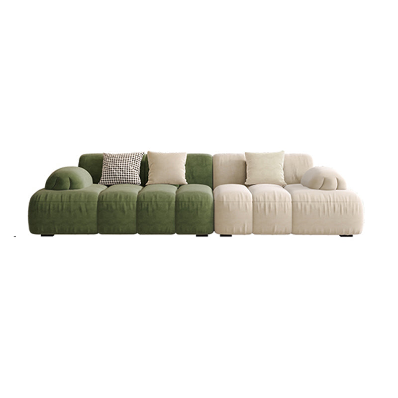 Scandinavian Seating Faux Leather Green Tufted Recessed Arm Living Room