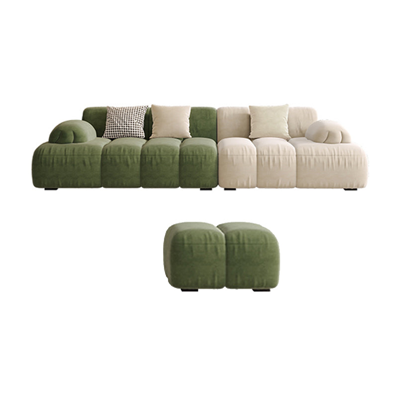 Scandinavian Seating Faux Leather Green Tufted Recessed Arm Living Room
