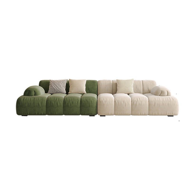 Scandinavian Seating Faux Leather Green Tufted Recessed Arm Living Room