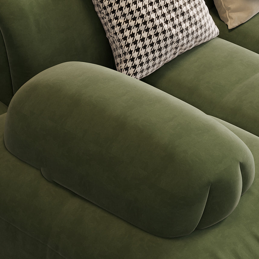 Scandinavian Seating Faux Leather Green Tufted Recessed Arm Living Room