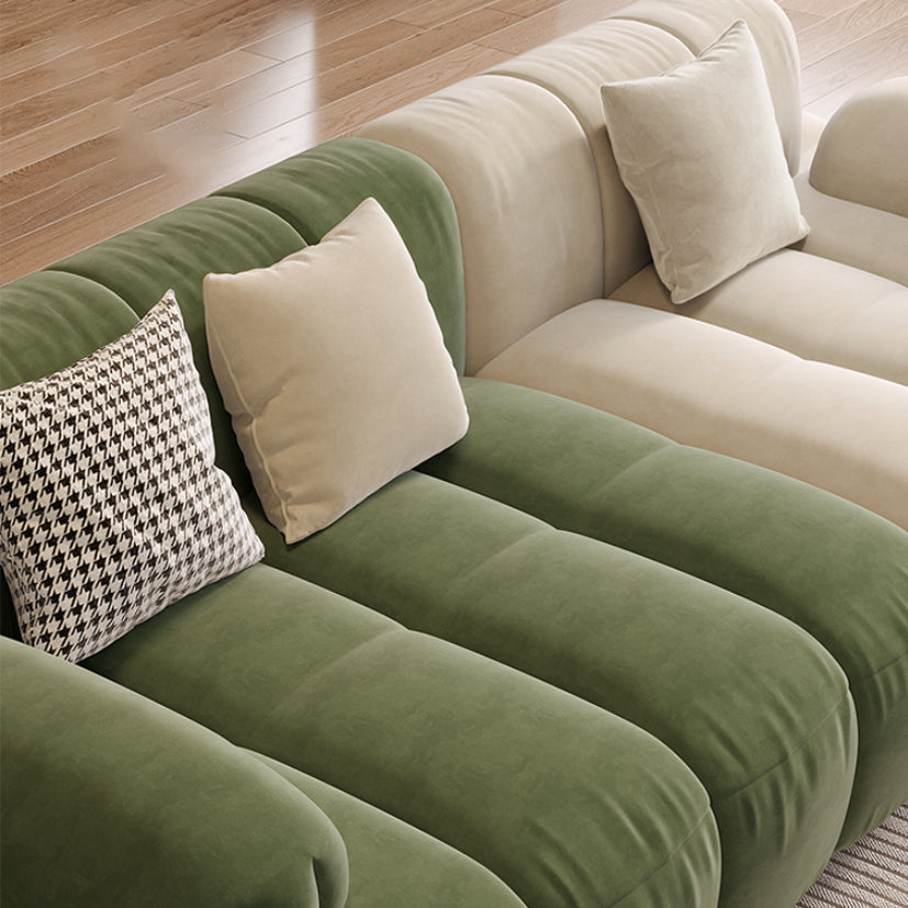 Scandinavian Seating Faux Leather Green Tufted Recessed Arm Living Room