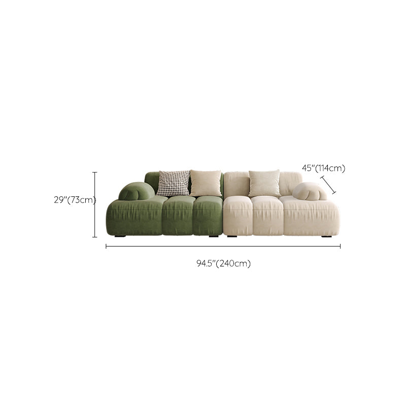 Scandinavian Seating Faux Leather Green Tufted Recessed Arm Living Room
