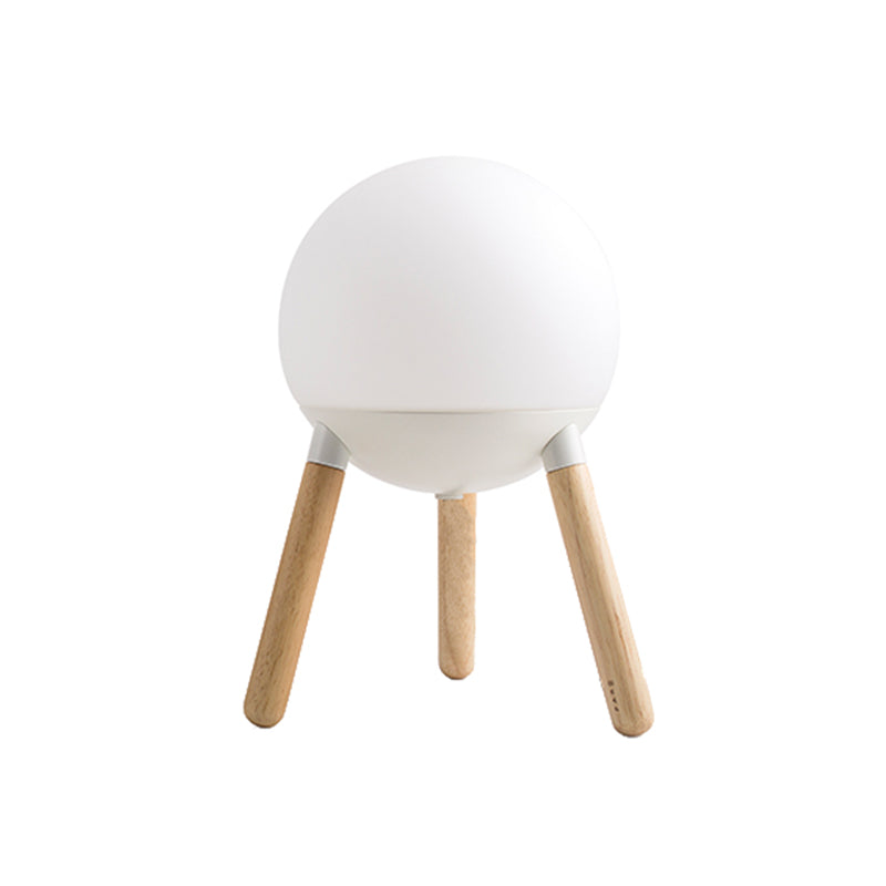 Lampada da tavolo moderna in vetro color crema, lampada da scrivania piccola moderna a 1 luce bianca con base in legno a treppiede