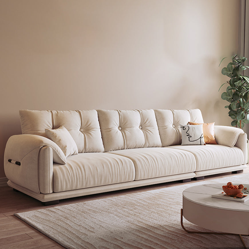 Scandinavian Sofa White Pillows Faux Leather Living Room Pillow Top Arm