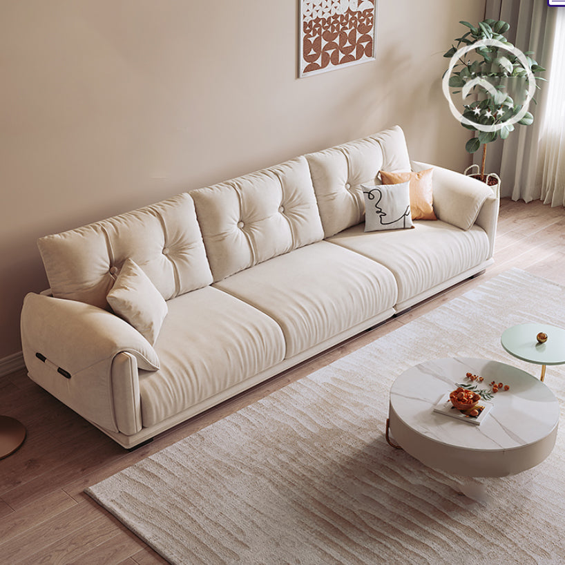 Scandinavian Sofa White Pillows Faux Leather Living Room Pillow Top Arm