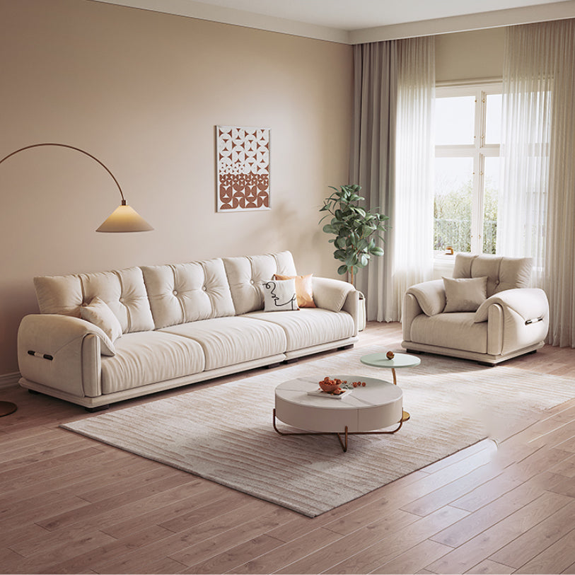 Scandinavian Sofa White Pillows Faux Leather Living Room Pillow Top Arm
