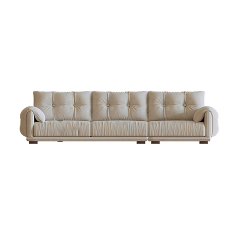 Scandinavian Sofa White Pillows Faux Leather Living Room Pillow Top Arm