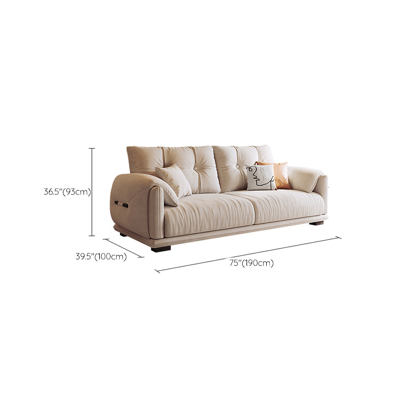 Scandinavian Sofa White Pillows Faux Leather Living Room Pillow Top Arm