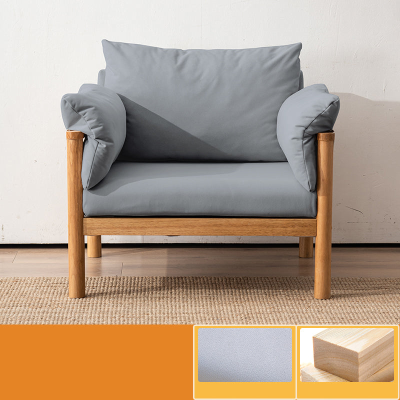 Contemporary Square Arm Sofa 33.46" High Faux Leather/Linen Sofa