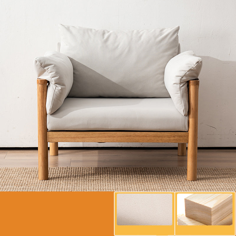 Contemporary Square Arm Sofa 33.46" High Faux Leather/Linen Sofa