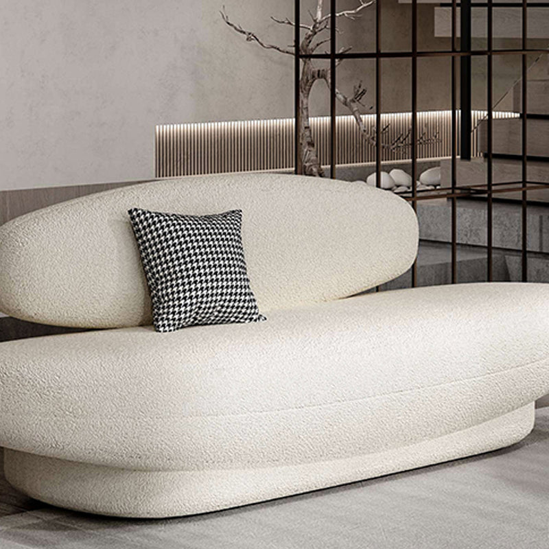 Scandinavian Settee Fabric White Cushions Armless Living Room Standard