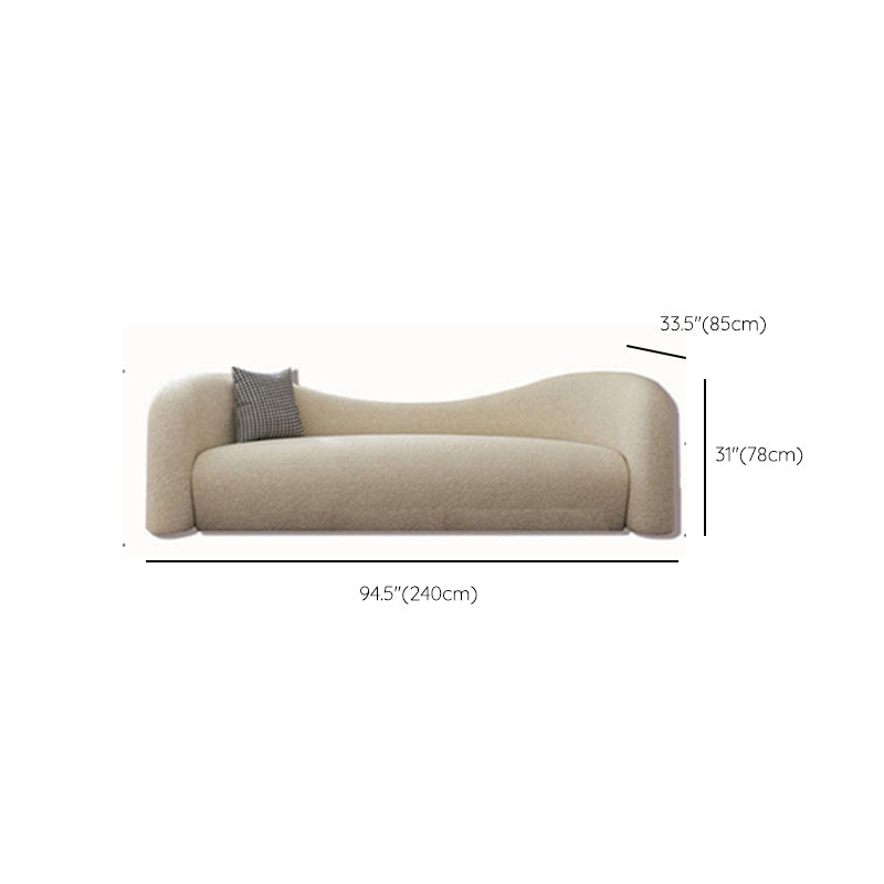 Scandinavian Settee Fabric Living Room Tuxedo Arm Curved White Seating