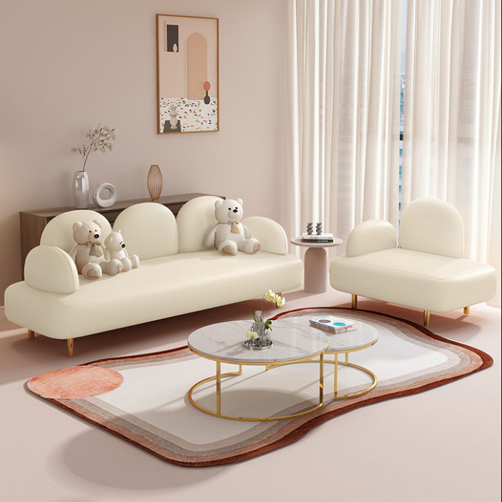 Contemporary Seating Leather 3 Seater Living Room Recessed Arm Cushions